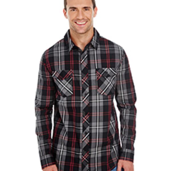 Men's Long-Sleeve Plaid Pattern Woven Shirt Thumbnail
